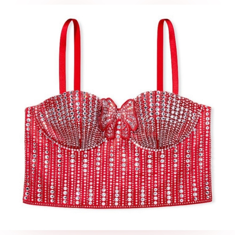 NWT Victoria’s Secret Dream Angels Crystal Bow Bustier Size L